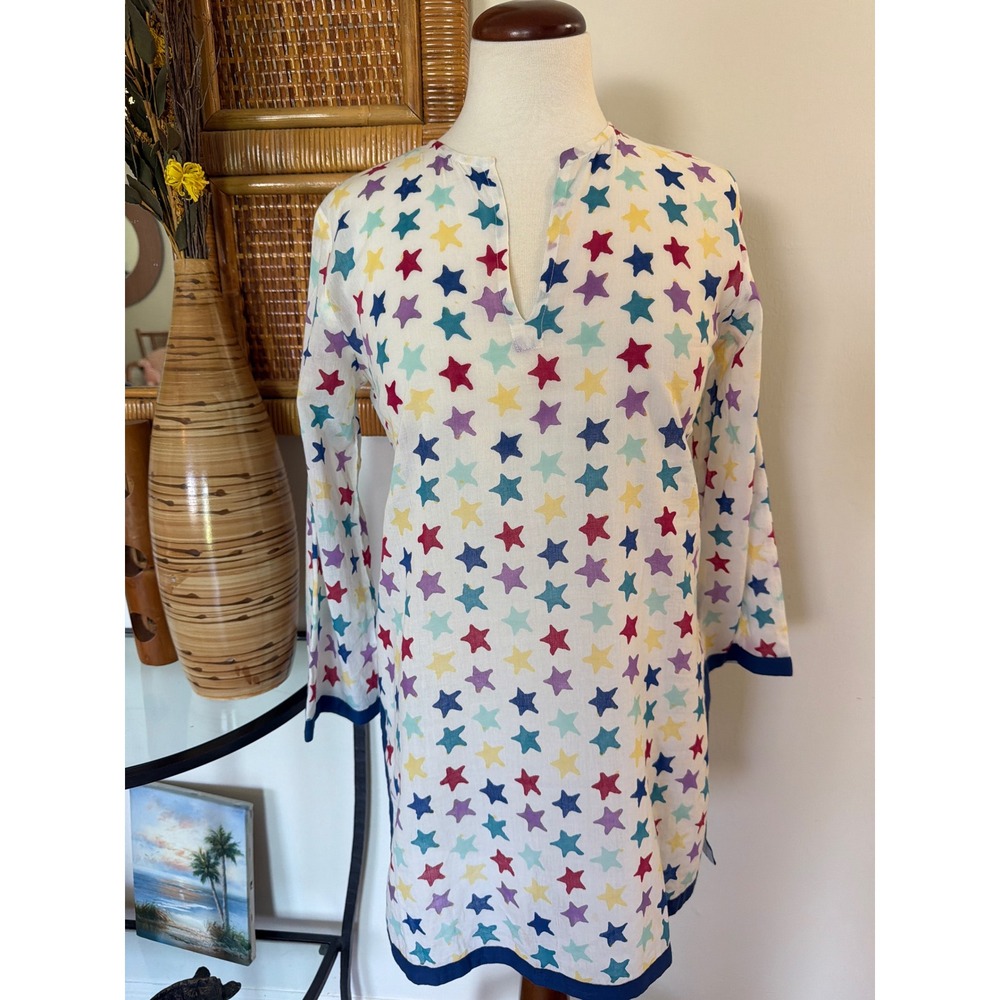 Roberta Roller Rabbit Star Print Tunic Top Multi-Color Long Sleeve XS